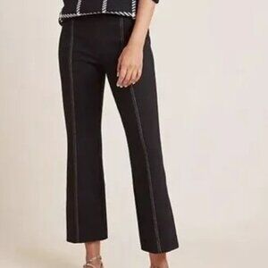 ANTHROPOLOGIE THE ESSENTIAL Crop Flare Black Pull-On Pant Small Stretch
